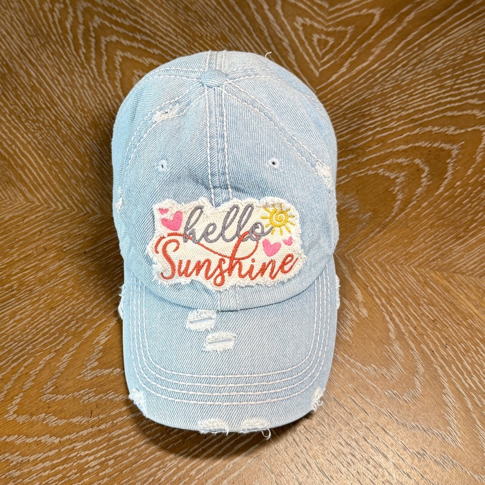 Hello Sunshine Up cycled ball cap